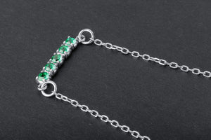 Minimalistic Necklace with Green Gems, 925 Silver - vikingworkshop