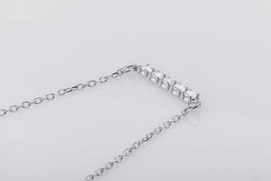 Minimalistic Necklace with Clear Gems, 925 Silver - vikingworkshop