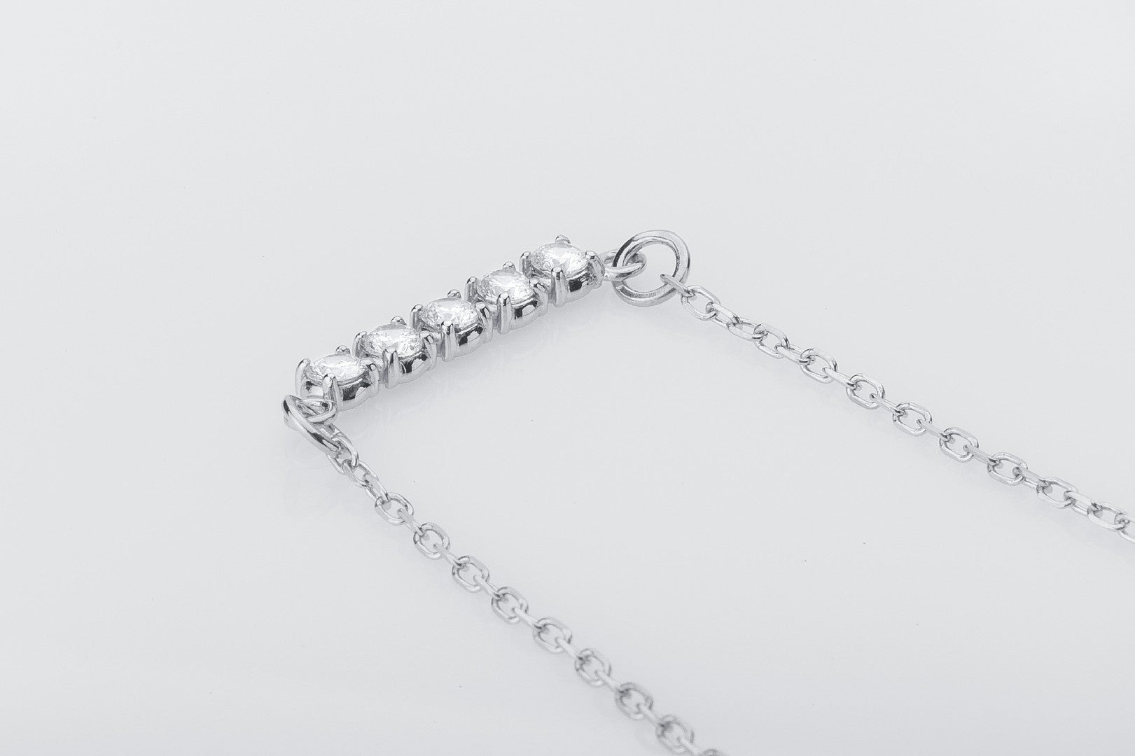 Minimalistic Necklace with Clear Gems, 925 Silver - vikingworkshop