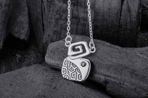 Calm and Angry Black Sea Pendant with Whirlpool and Gem, 925 Silver - vikingworkshop