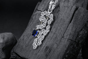 Sea Foam Pendant with Blue Gem, 925 silver - vikingworkshop