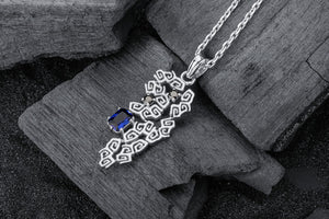 Sea Foam Pendant with Blue Gem, 925 silver - vikingworkshop