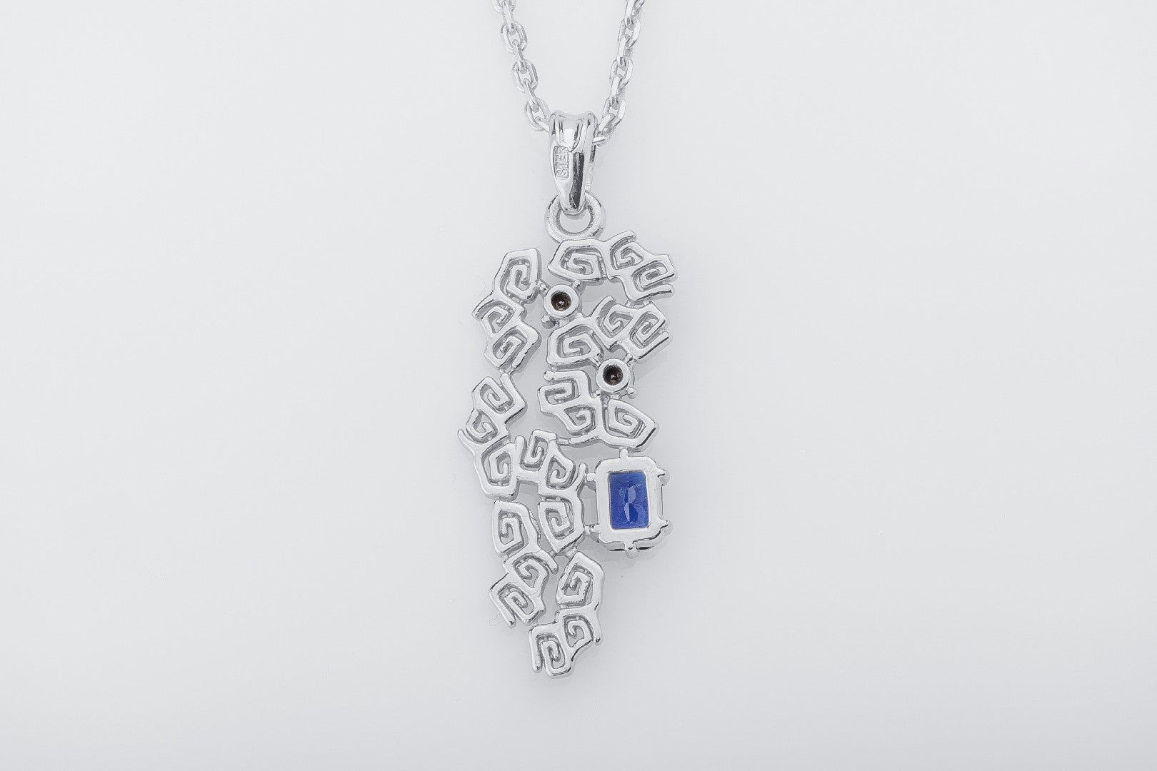 Sea Foam Pendant with Blue Gem, 925 silver - vikingworkshop