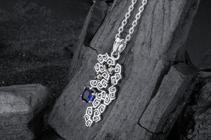 Sea Foam Pendant with Blue Gem, 925 silver - vikingworkshop