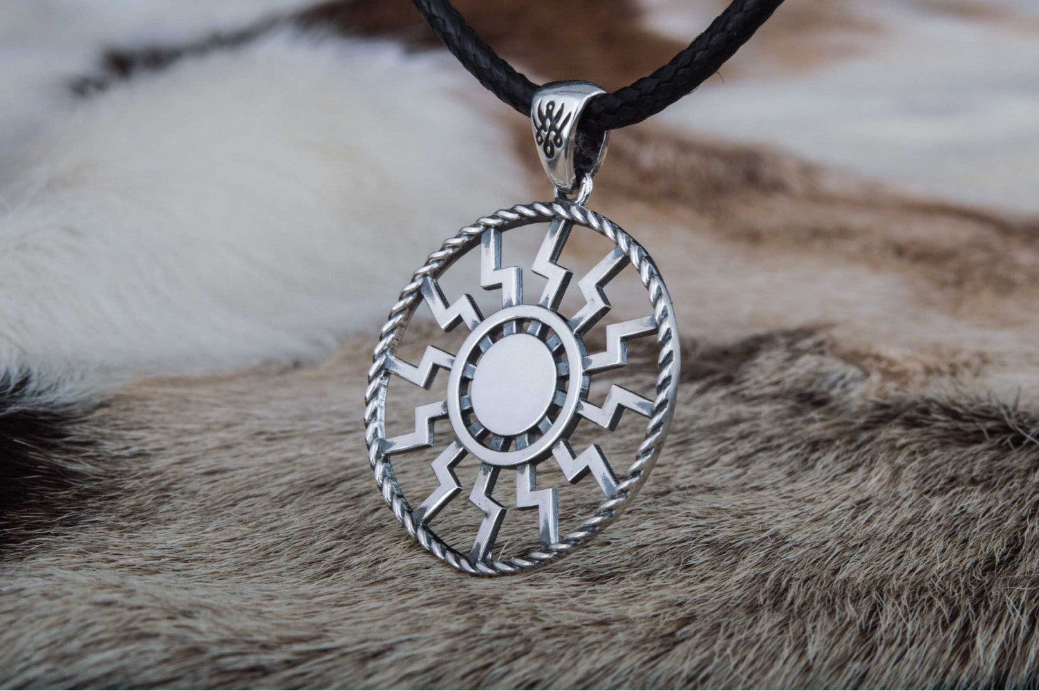 Black Sun Symbol Pendant Sterling Silver Viking Jewelry - vikingworkshop