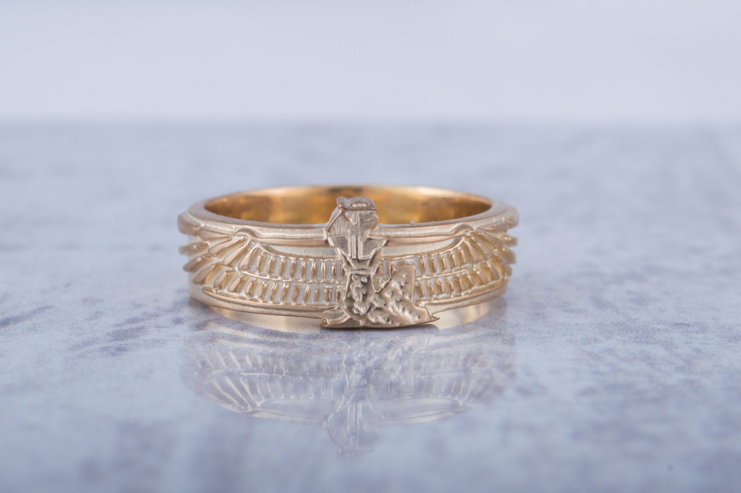 14K Gold Isida Symbol Ring Handcrafted Jewelry - vikingworkshop