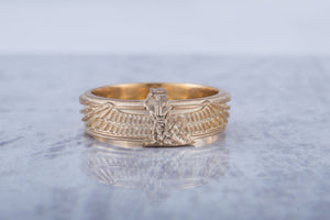 14K Gold Isida Symbol Ring Handcrafted Jewelry - vikingworkshop