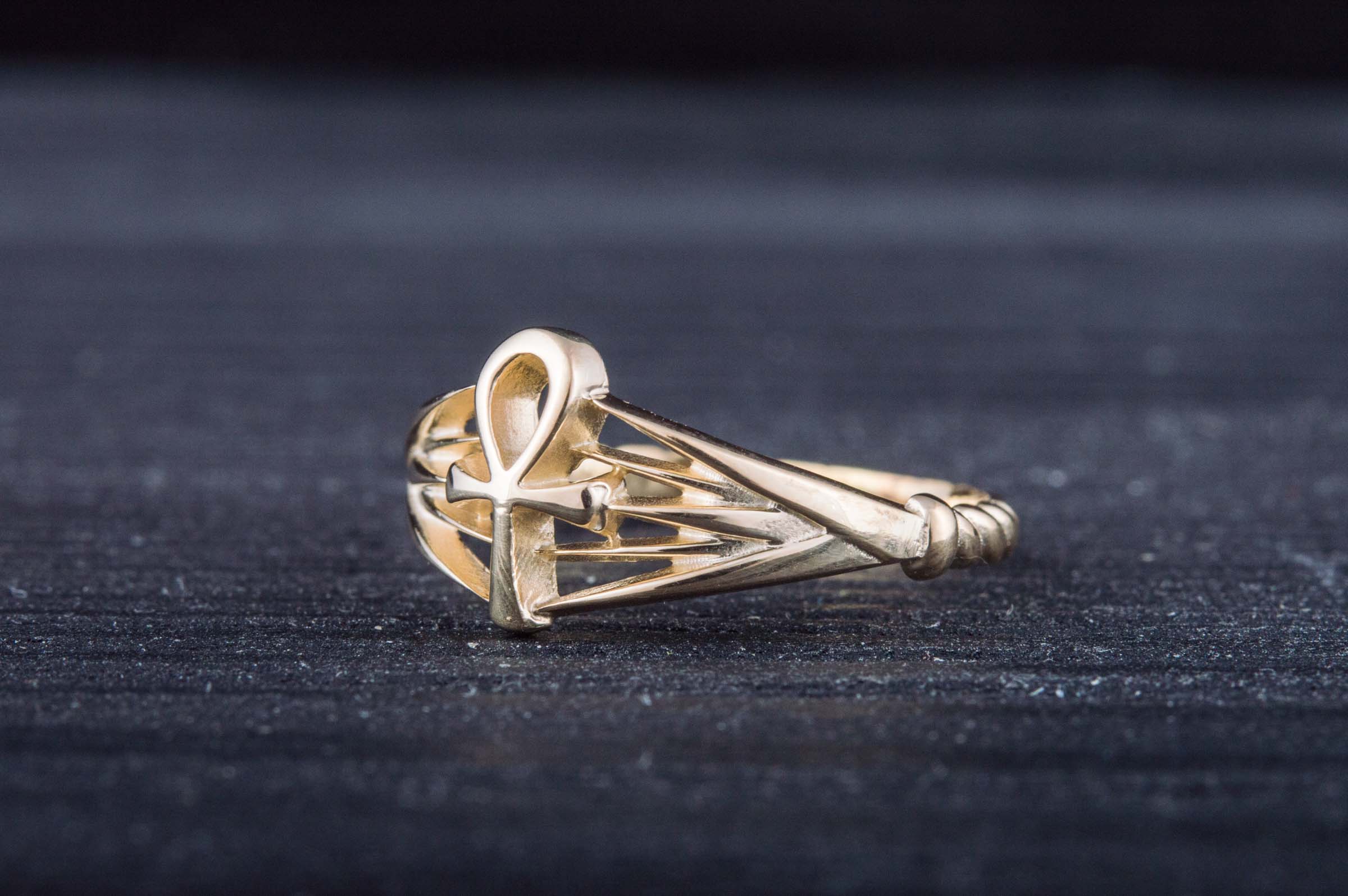 14K Gold Symbol Ankh Egypt Ring Jewelry