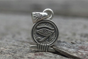 Uajet Amulet Pendant Sterling Silver Egypt Unique Jewelry - vikingworkshop