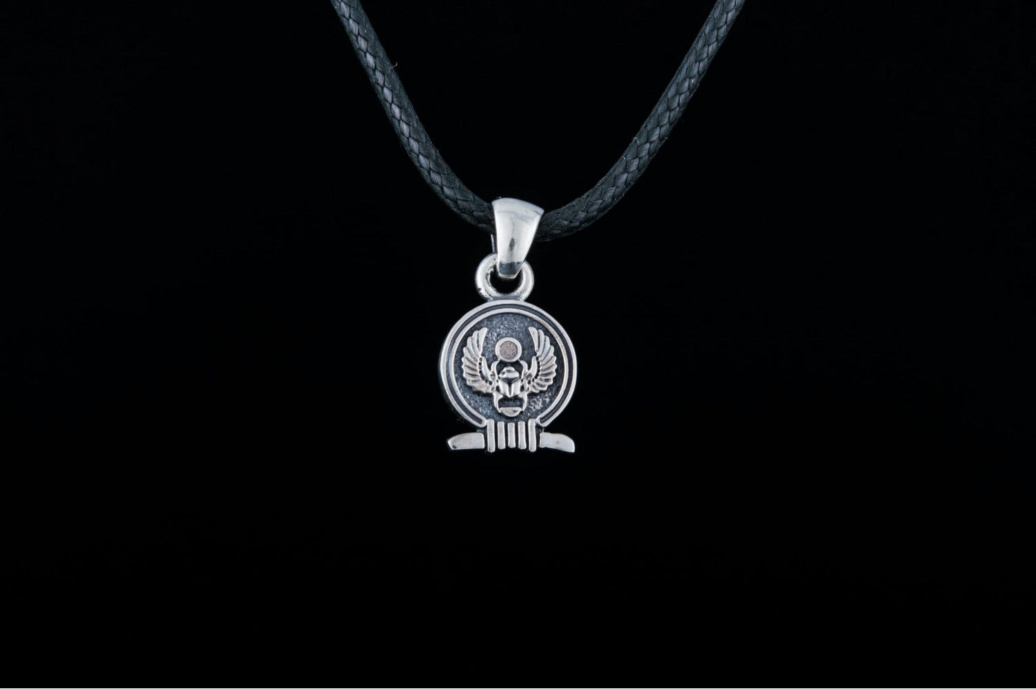 Scarabeus Amulet Pendant Sterling Silver Egypt Unique Jewelry - vikingworkshop