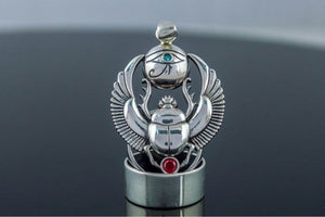 Scarabaeus with Udjat Symbol Sterling Silver Handmade Egypt Jewelry - vikingworkshop