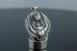 Scarabaeus with Udjat Symbol Sterling Silver Handmade Egypt Jewelry - vikingworkshop