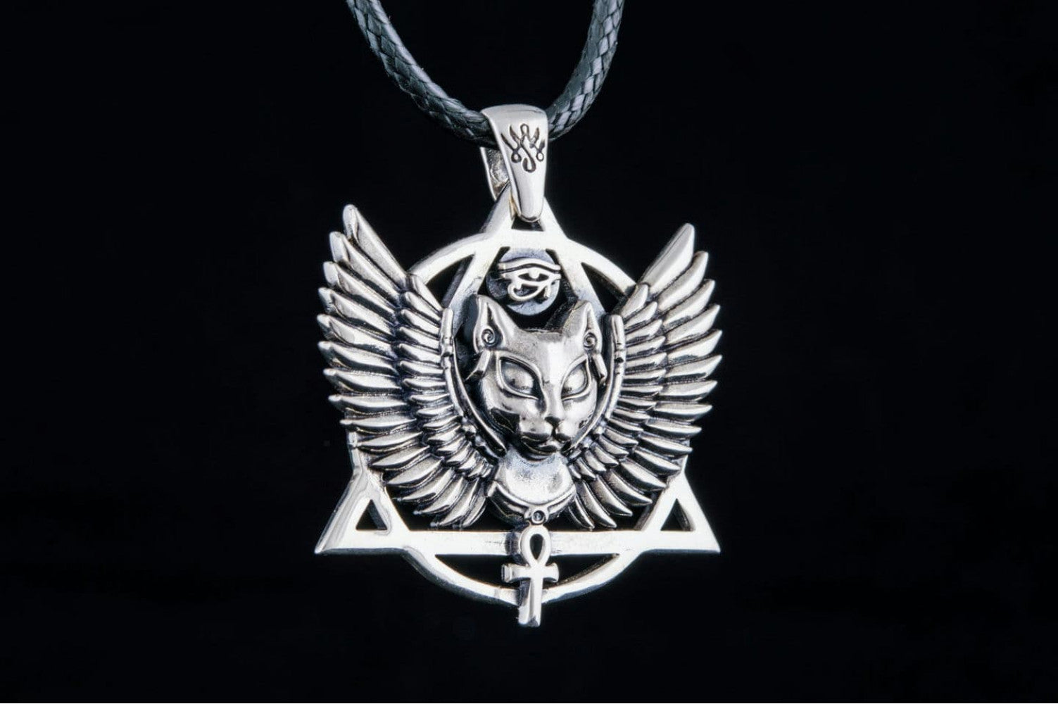 Bastet Pendant Sterling Silver Egypt Jewelry - vikingworkshop