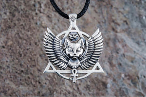 Bastet Pendant Sterling Silver Egypt Jewelry - vikingworkshop