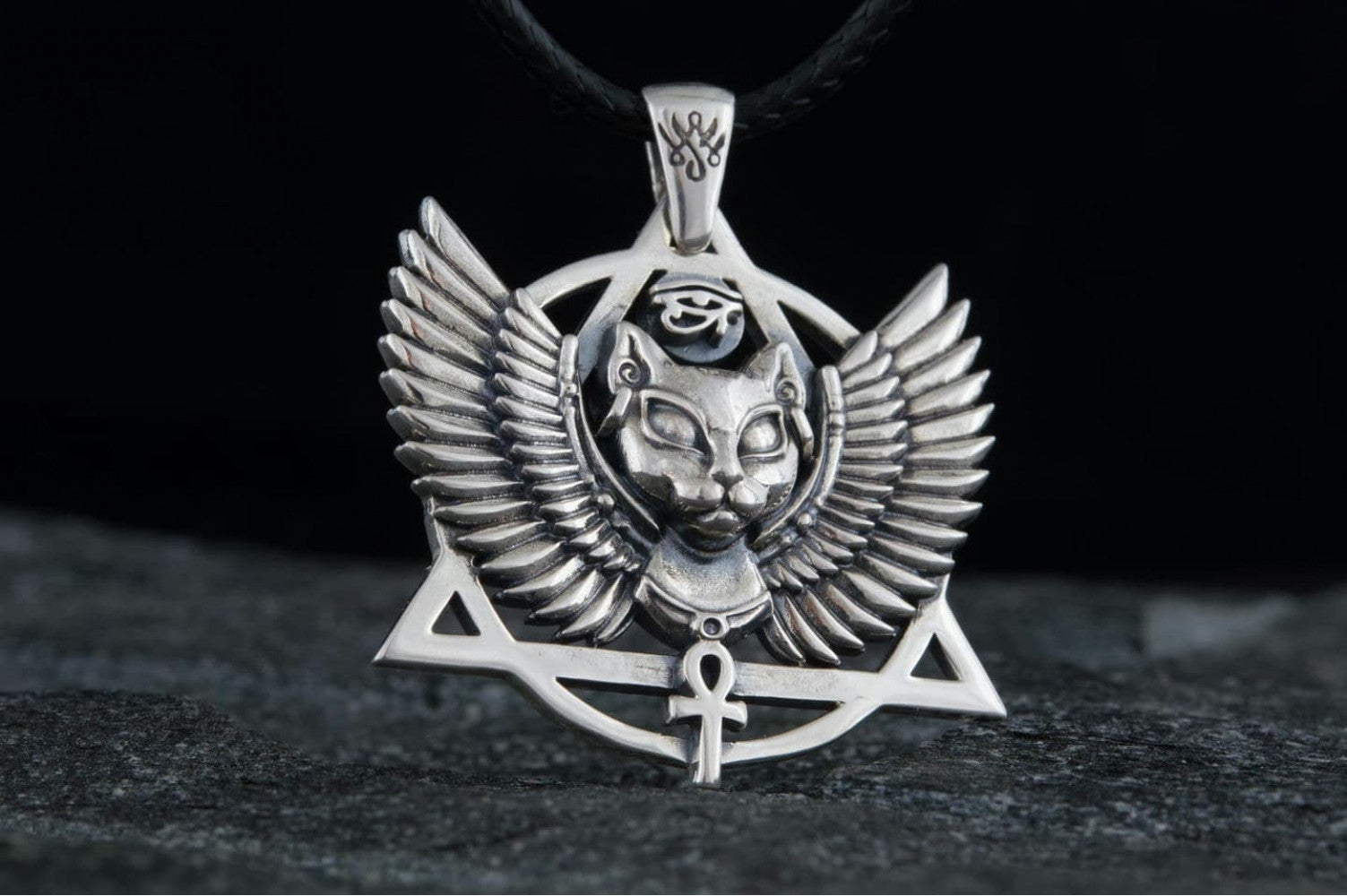 Bastet Pendant Sterling Silver Egypt Jewelry - vikingworkshop