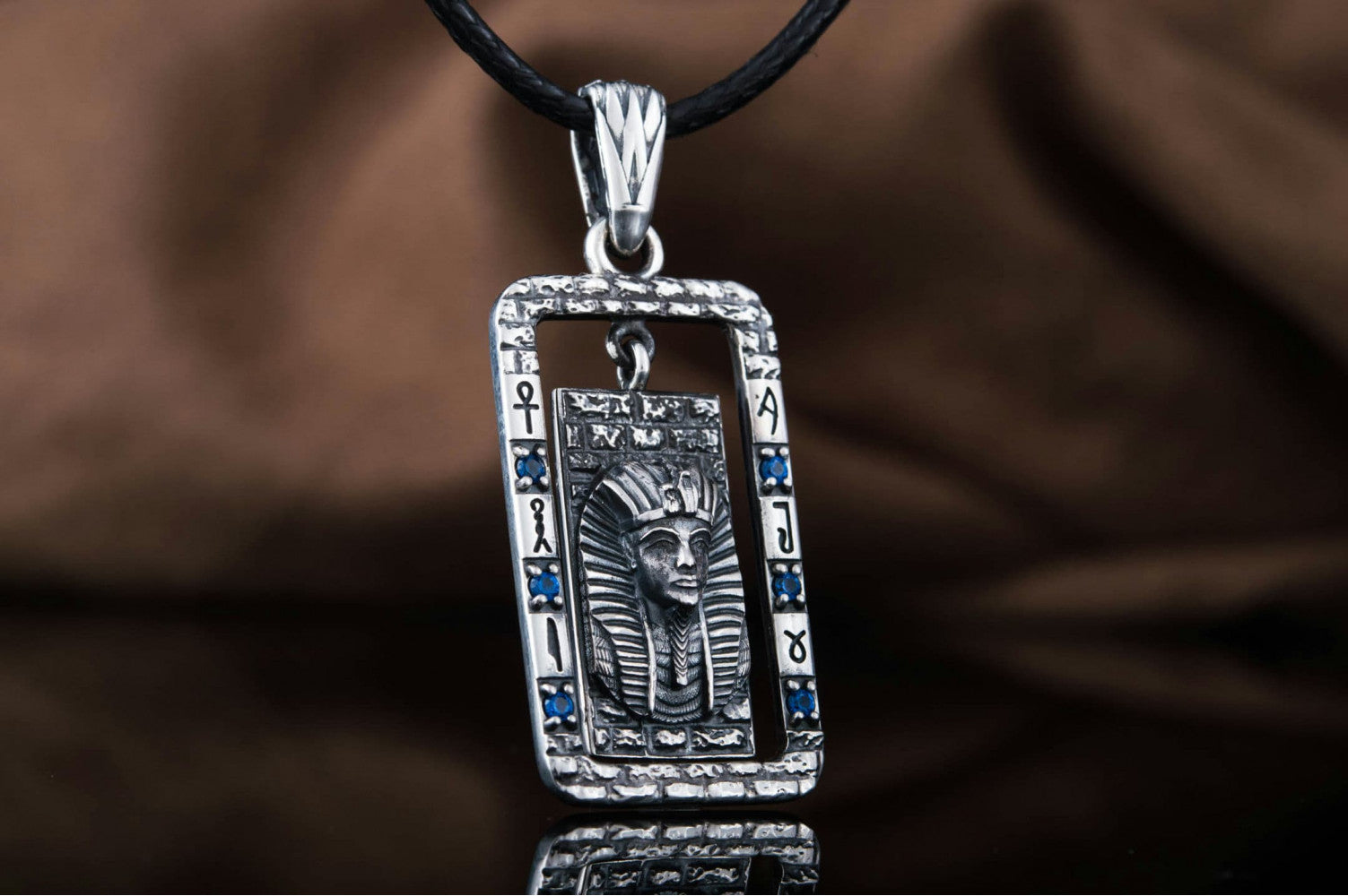 Egypt Pendant with Gems Sterling Silver Jewelry - vikingworkshop