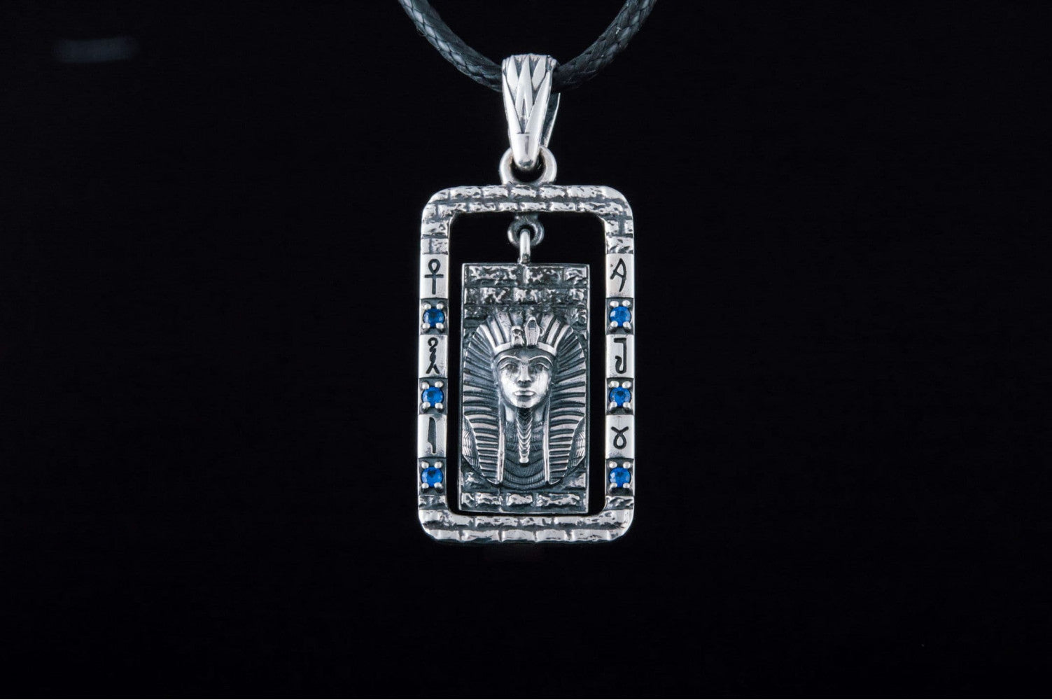 Egypt Pendant with Gems Sterling Silver Jewelry - vikingworkshop