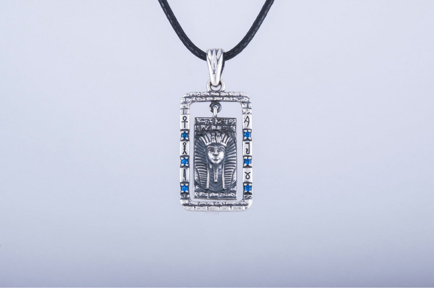 Egypt Pendant with Gems Sterling Silver Jewelry - vikingworkshop