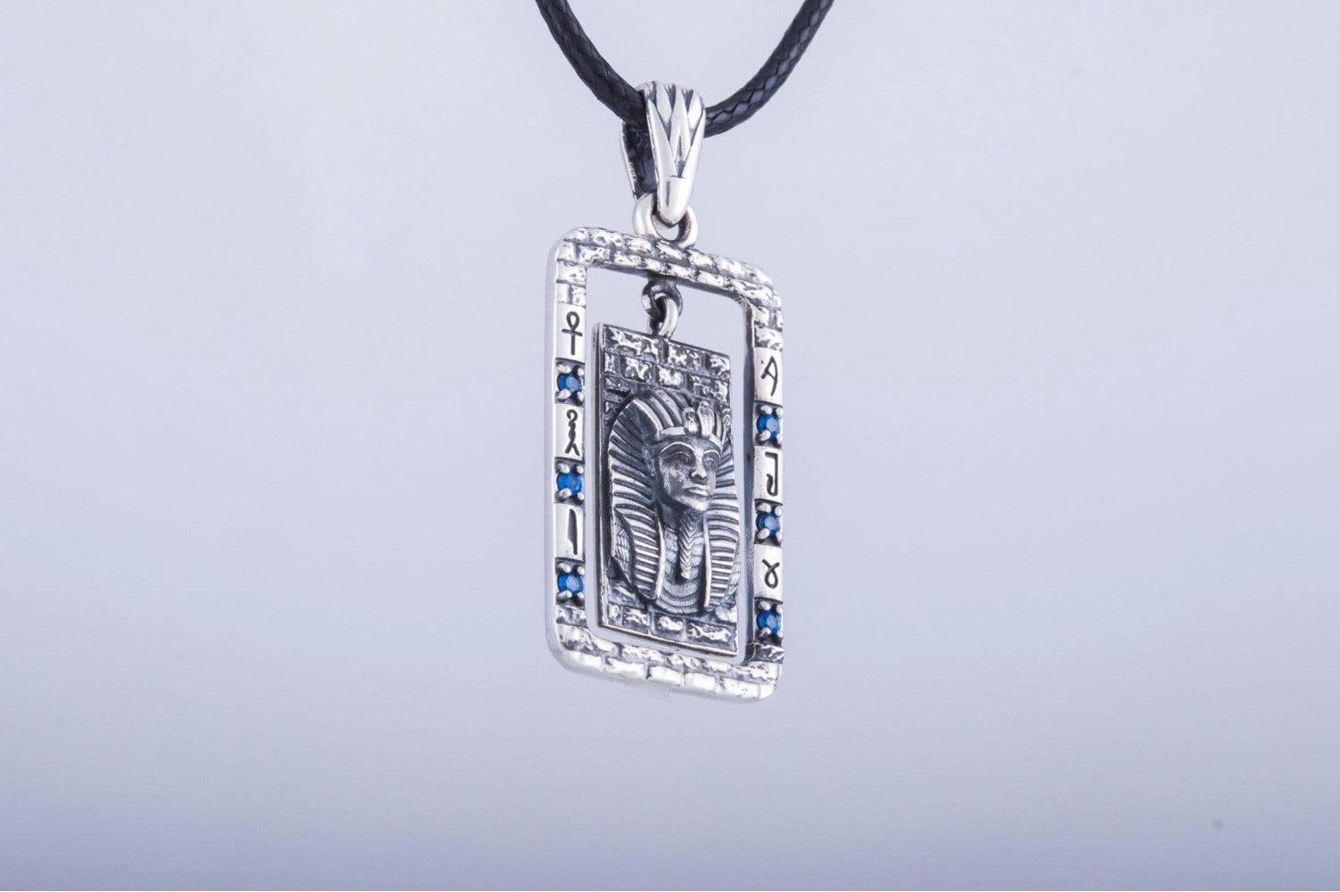 Egypt Pendant with Gems Sterling Silver Jewelry - vikingworkshop