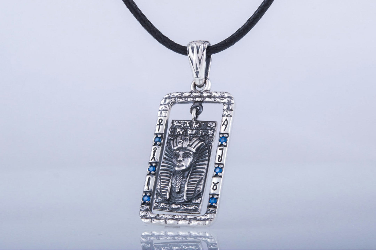 Egypt Pendant with Gems Sterling Silver Jewelry - vikingworkshop