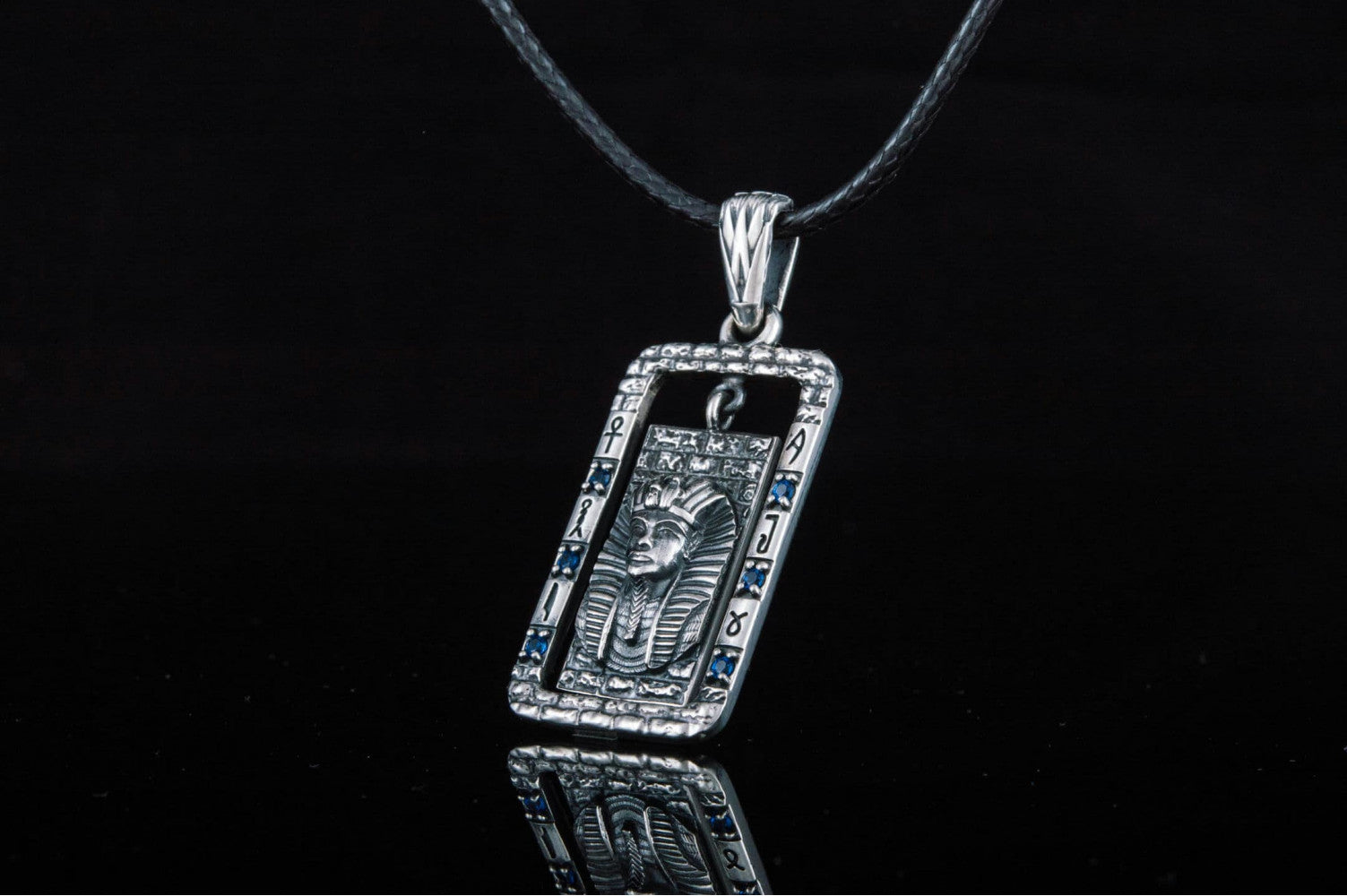 Egypt Pendant with Gems Sterling Silver Jewelry - vikingworkshop