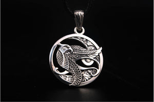 Sterling Silver Egypt Pendant with Falcon Horus, God of Sky, Unique handmade Jewelry - vikingworkshop