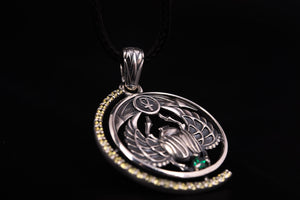 Sterling Silver Egypt Pendant with Scarab, Handmade Egyptian Jewelry - vikingworkshop