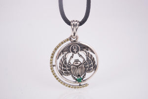 Sterling Silver Egypt Pendant with Scarab, Handmade Egyptian Jewelry - vikingworkshop