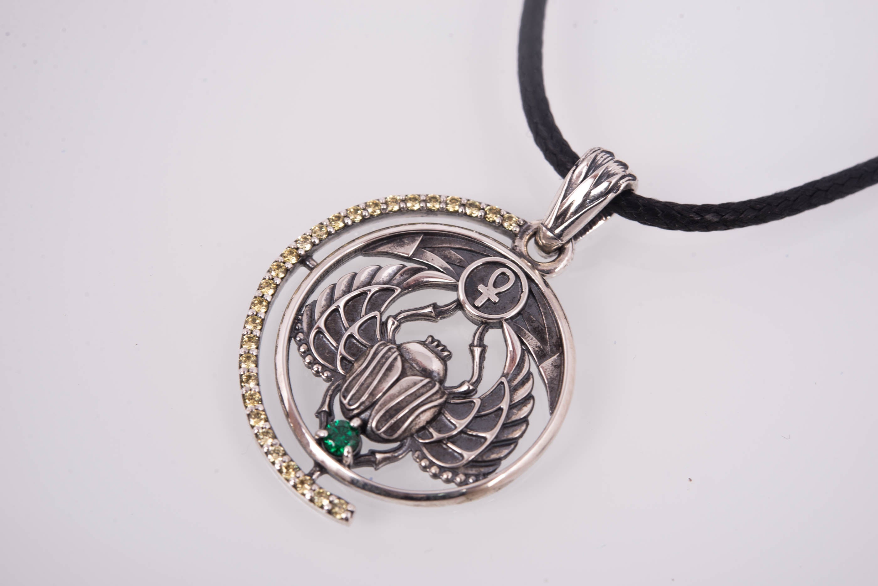 Sterling Silver Egypt Pendant with Scarab, Handmade Egyptian Jewelry - vikingworkshop