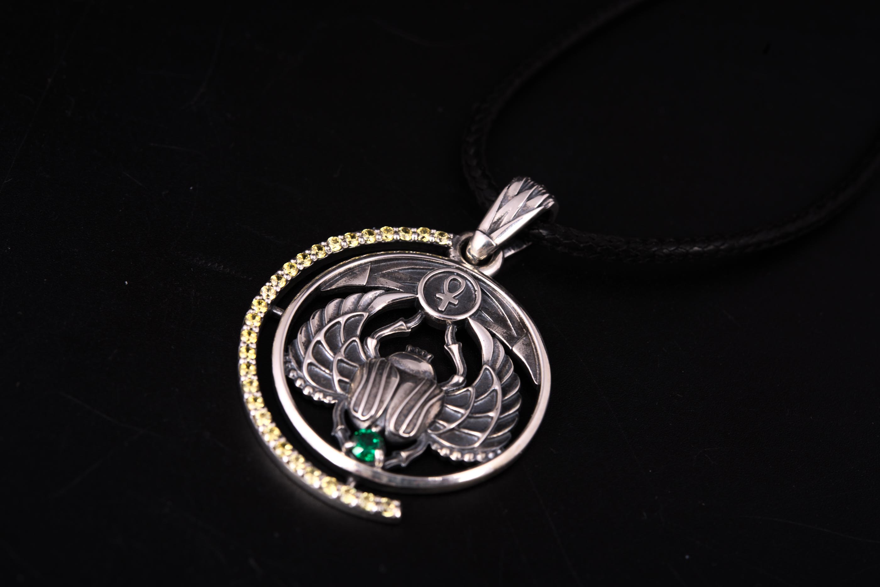 Sterling Silver Egypt Pendant with Scarab, Handmade Egyptian Jewelry - vikingworkshop