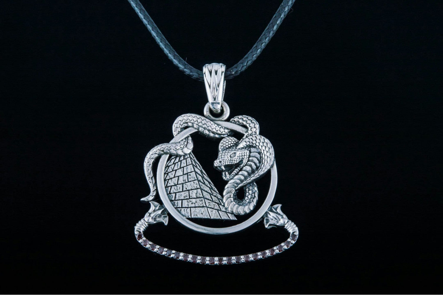 Snake Pendant Sterling Silver Egypt Jewelry - vikingworkshop