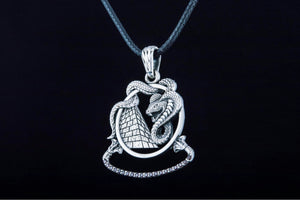 Snake Pendant Sterling Silver Egypt Jewelry - vikingworkshop