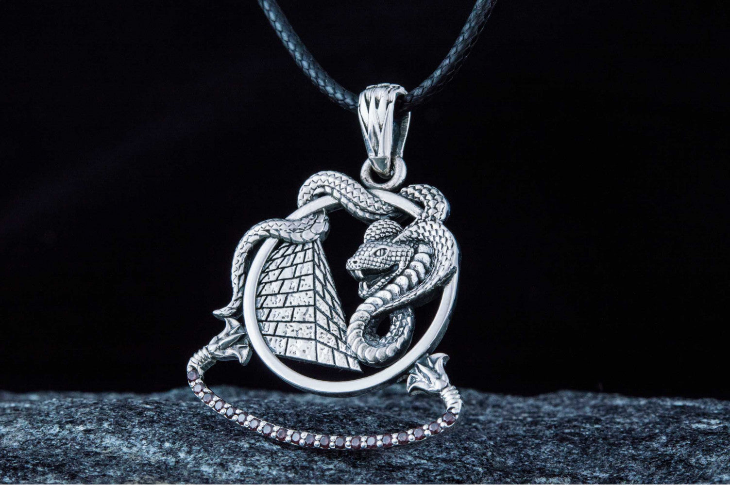 Snake Pendant Sterling Silver Egypt Jewelry - vikingworkshop