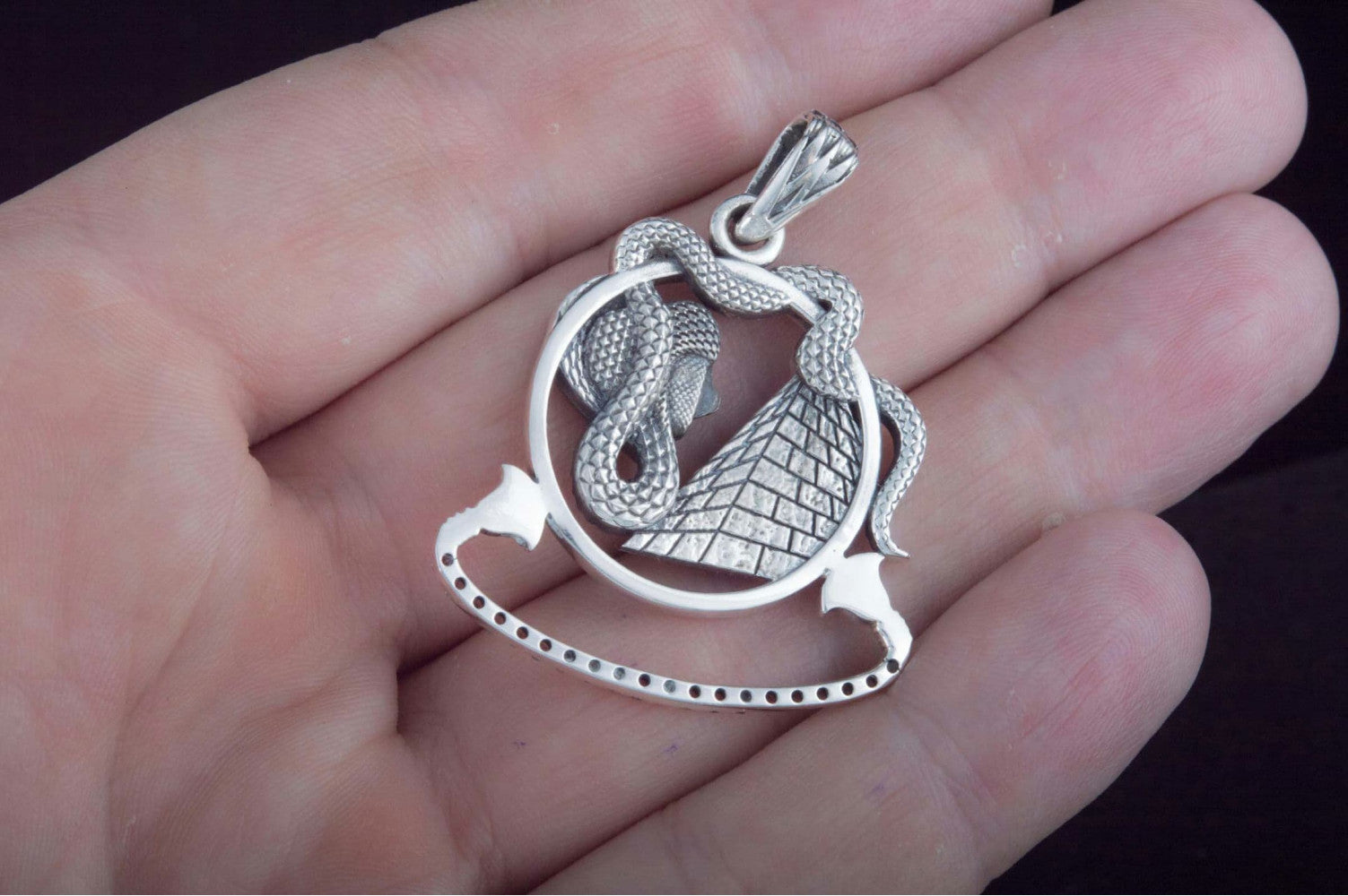 Snake Pendant Sterling Silver Egypt Jewelry - vikingworkshop