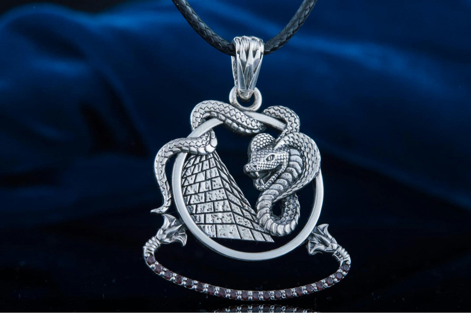 Snake Pendant Sterling Silver Egypt Jewelry - vikingworkshop