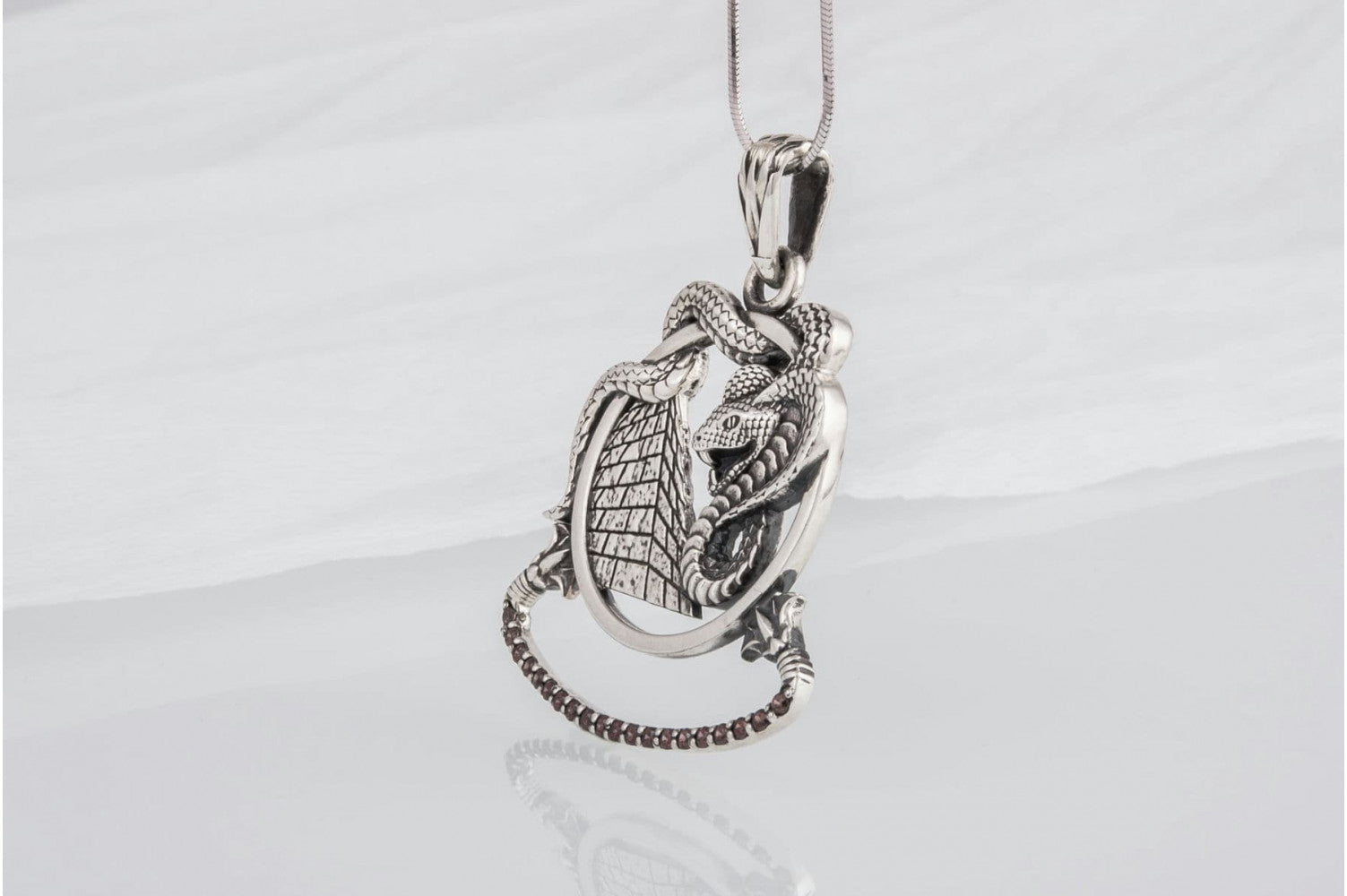 Snake Pendant Sterling Silver Egypt Jewelry - vikingworkshop