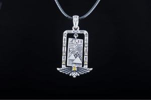 Egypt Pendant with Piramids and Cubic Zirconia Sterling Silver Jewelry - vikingworkshop