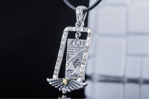 Egypt Pendant with Piramids and Cubic Zirconia Sterling Silver Jewelry - vikingworkshop