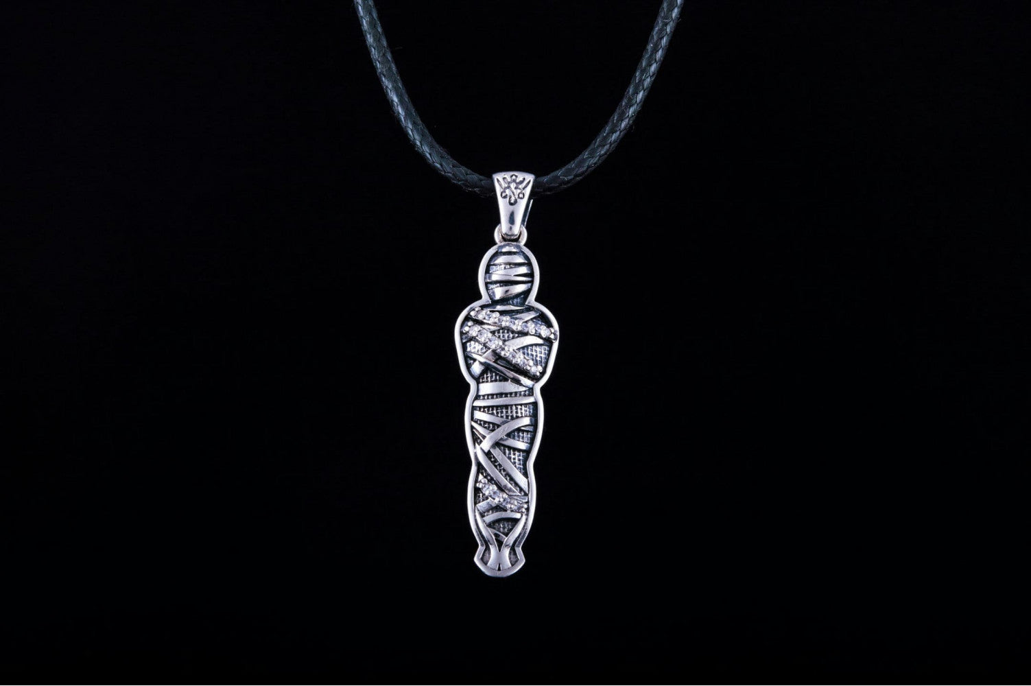 Mummy Jewelry Pendant with Cubic Zirconia Sterling Silver Egypt Jewelry - vikingworkshop