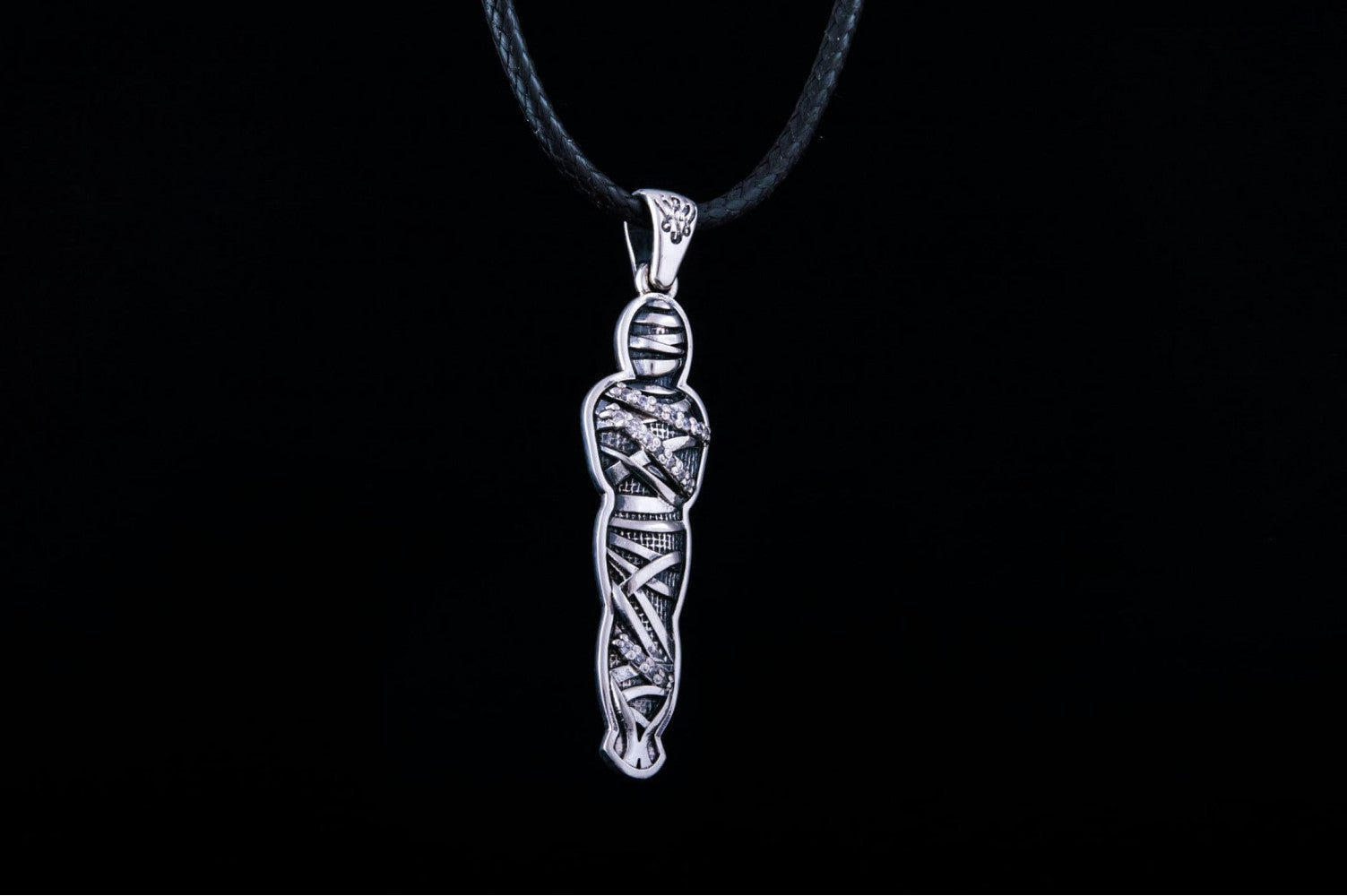 Mummy Jewelry Pendant with Cubic Zirconia Sterling Silver Egypt Jewelry - vikingworkshop