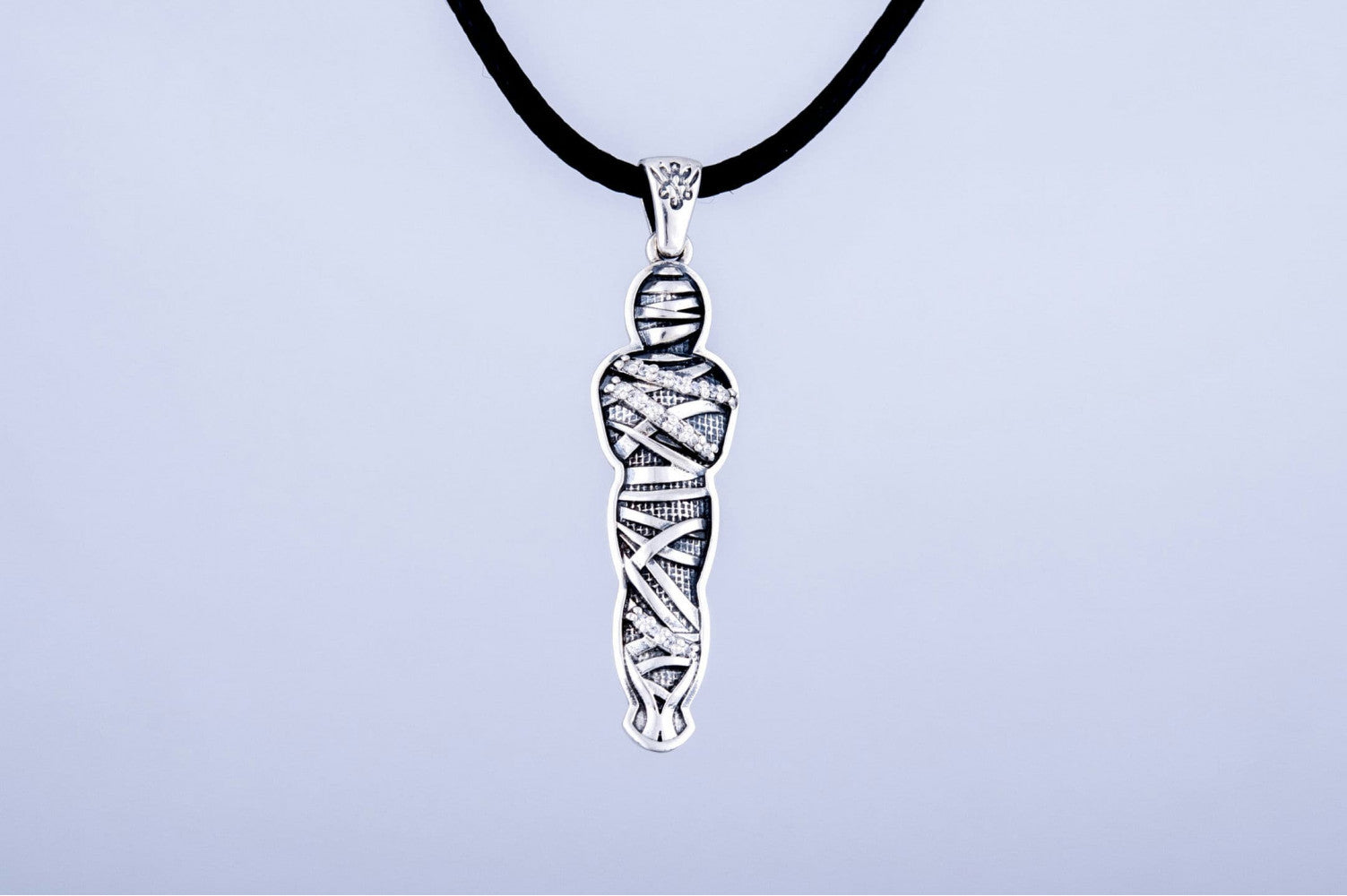 Mummy Jewelry Pendant with Cubic Zirconia Sterling Silver Egypt Jewelry - vikingworkshop