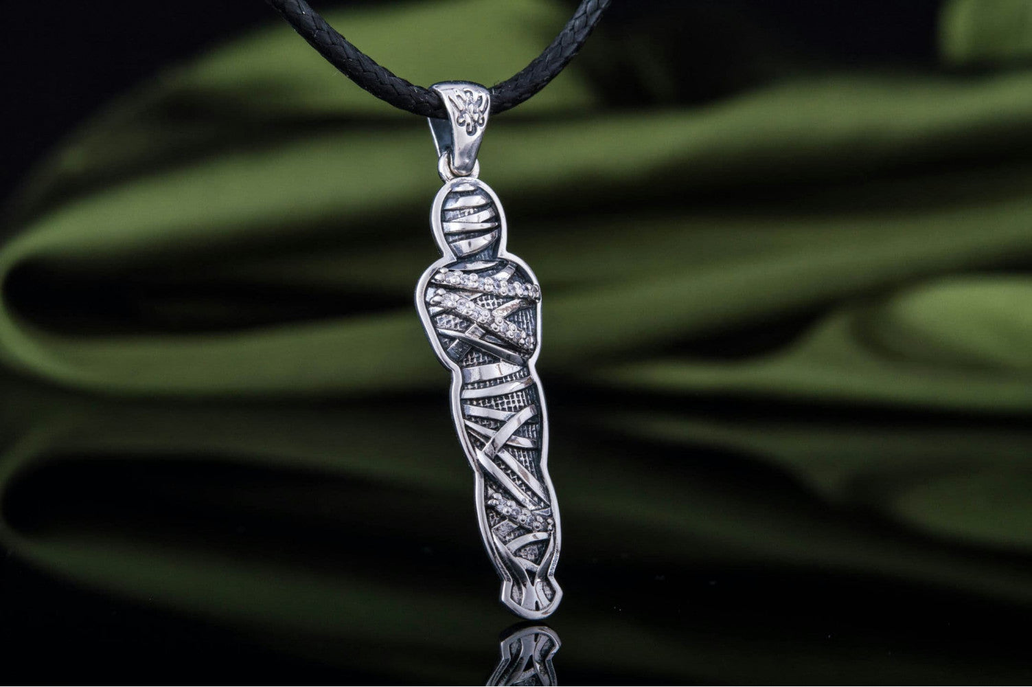 Mummy Jewelry Pendant with Cubic Zirconia Sterling Silver Egypt Jewelry - vikingworkshop