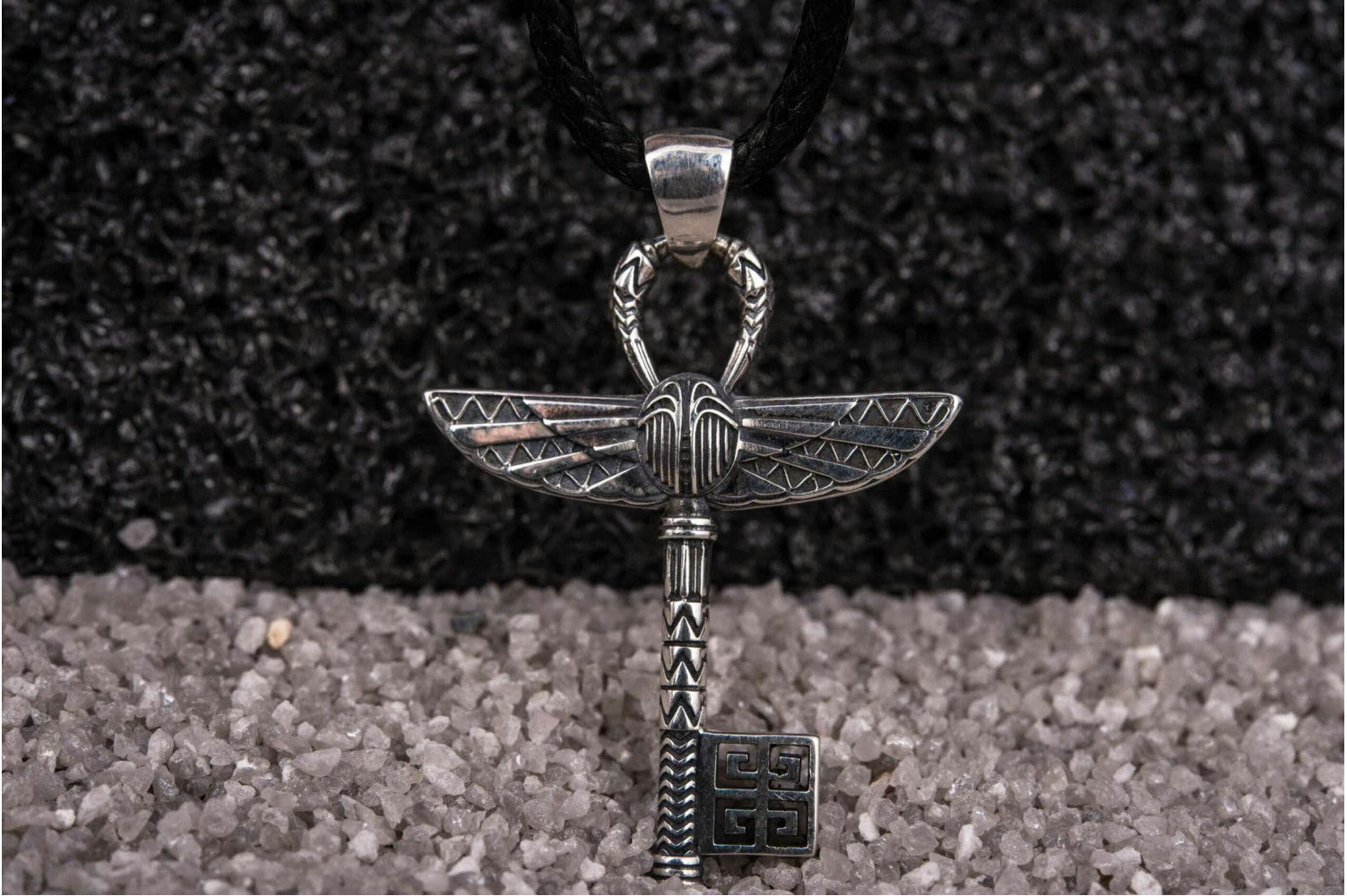 Ankh with Key Style Pendant Sterling Silver Egypt Jewelry - vikingworkshop