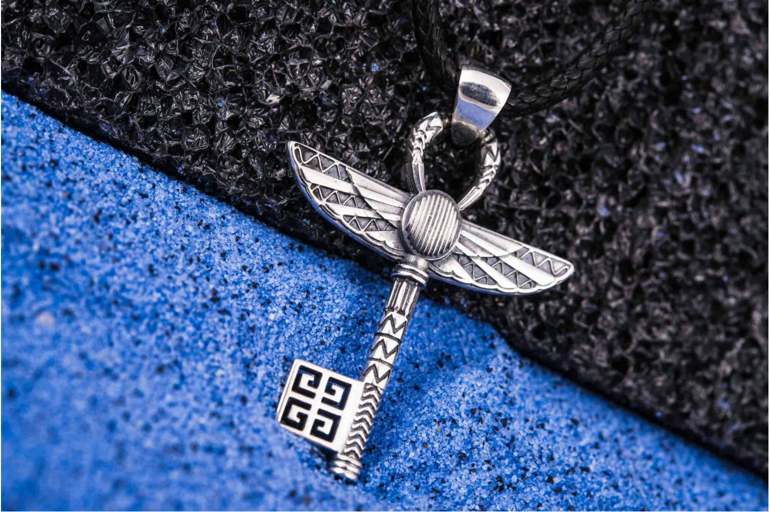 Ankh with Key Style Pendant Sterling Silver Egypt Jewelry - vikingworkshop