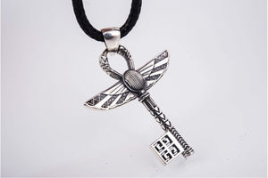 Ankh with Key Style Pendant Sterling Silver Egypt Jewelry - vikingworkshop