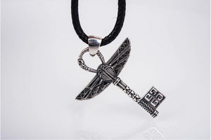 Ankh with Key Style Pendant Sterling Silver Egypt Jewelry - vikingworkshop