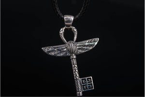 Ankh with Key Style Pendant Sterling Silver Egypt Jewelry - vikingworkshop