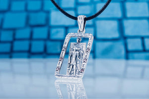 Egypt Pendant with Anubis and Cubic Zirconia Sterling Silver Jewelry - vikingworkshop