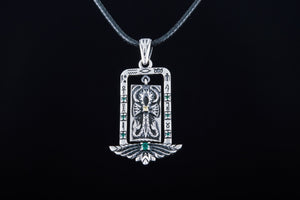 Egypt Pendant With Ankh and Cubic Zirconia Sterling Silver Jewelry - vikingworkshop