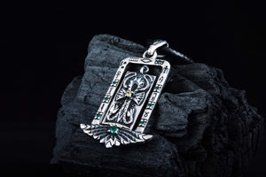 Egypt Pendant With Ankh and Cubic Zirconia Sterling Silver Jewelry - vikingworkshop